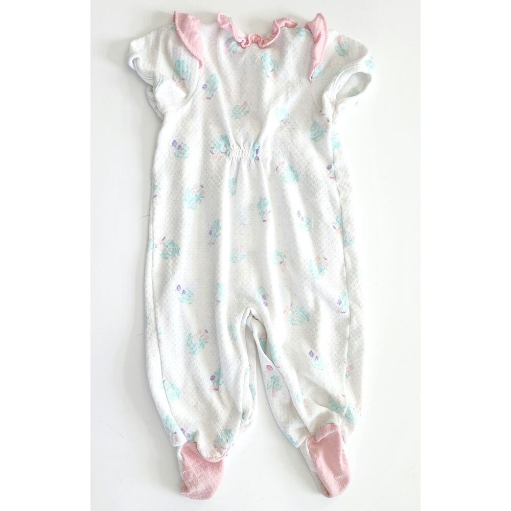 Vintage 1980s Carter’s Baby Girls One-Piece Floral Footed Romper – Size L 12 Mos - Picture 5 of 9